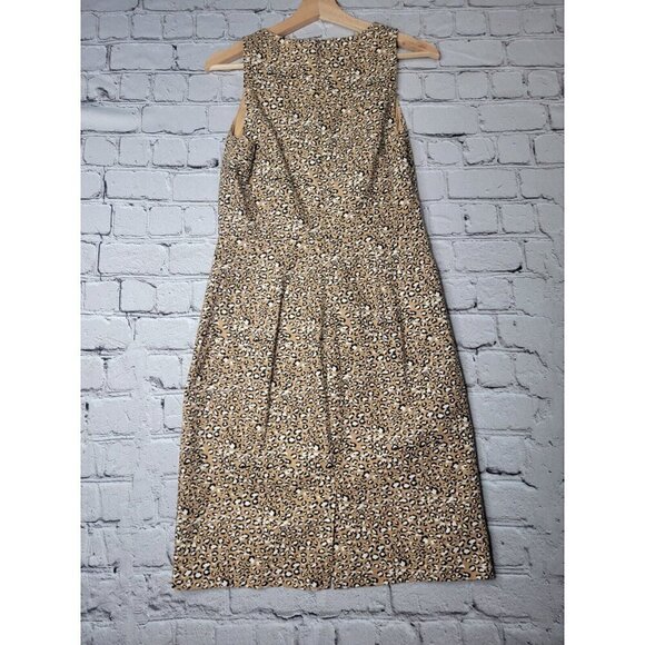 J Crew Basketweave Sheath Dress In Animal Print 100% Cotton Shell Size 4 - Picture 7 of 12